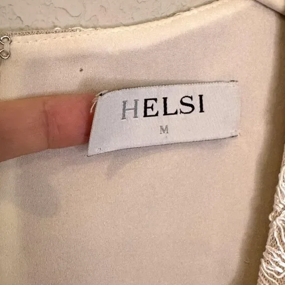 Helsi Dress Womens Medium White Lace Floral Fit Flare Long Sleeve Mini V Neck - Picture 4 of 14